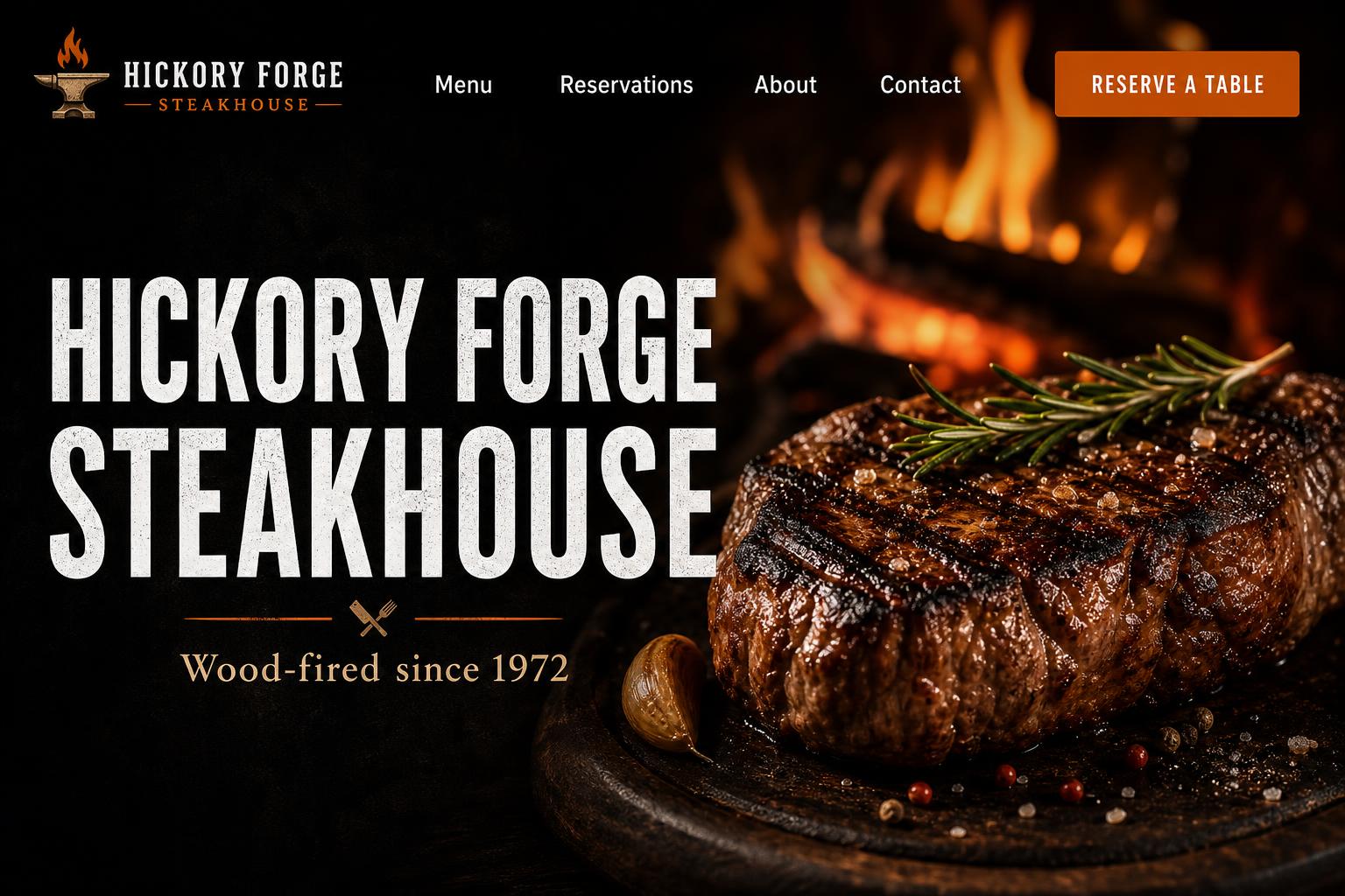 Steakhouse website demo for Lake Cumberland restaurants with digital menu and reservations