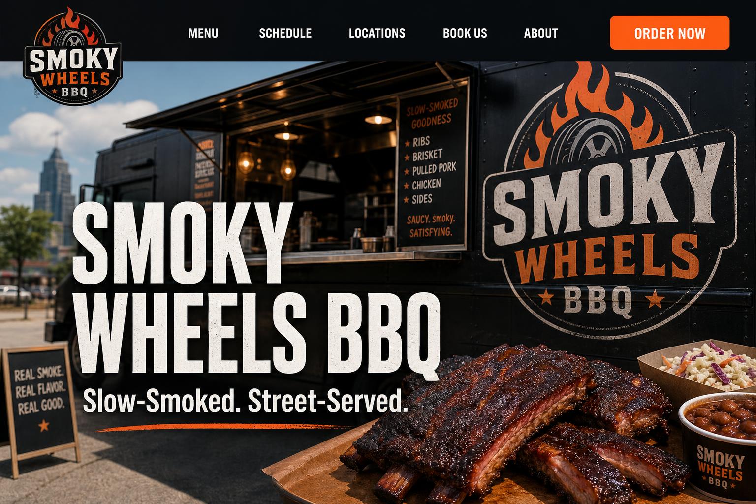Kentucky food truck website demo for Lake Cumberland with live location updates and online ordering